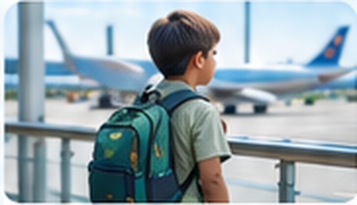 Child travelling through an airport