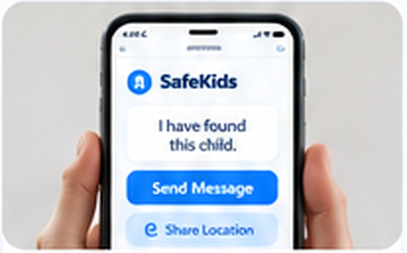 SafeKids message being sent from the finder